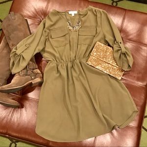 Olive green (darker than 1st photos) fall dress
